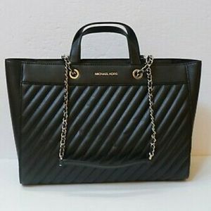Michael Kors Rose Black Large EW Tote (New)